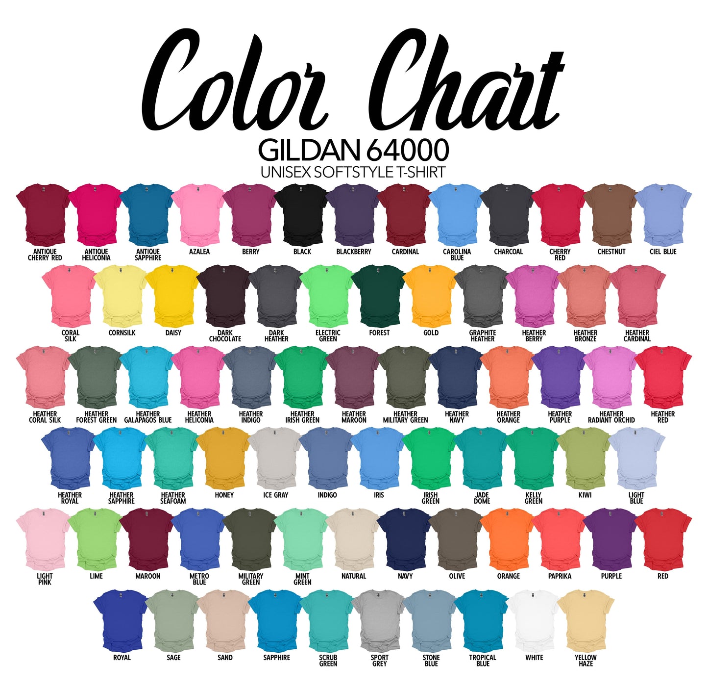 Gildan Softstyle Color Chart