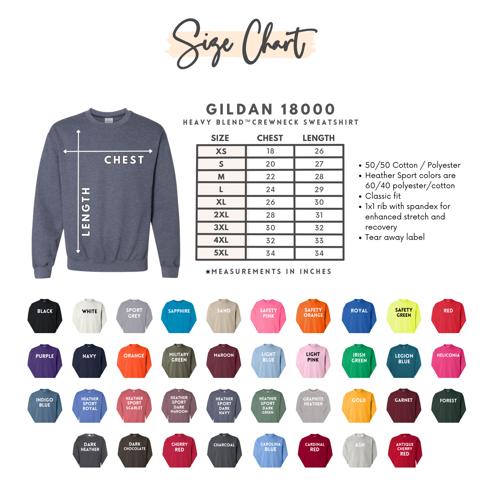 Gildan Sweatshirt Color Chart