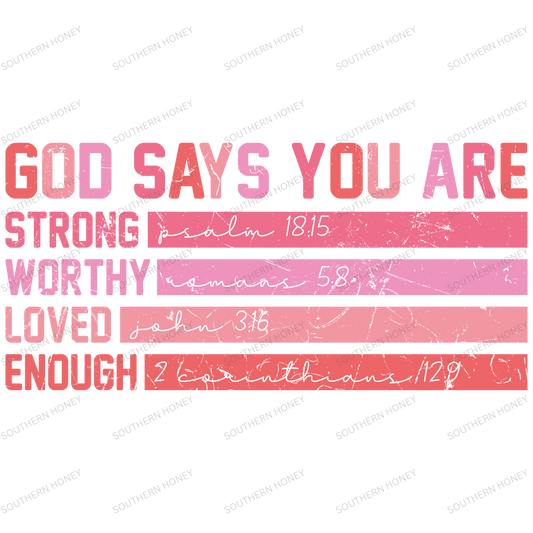 Valentine God Says you are - Distressed